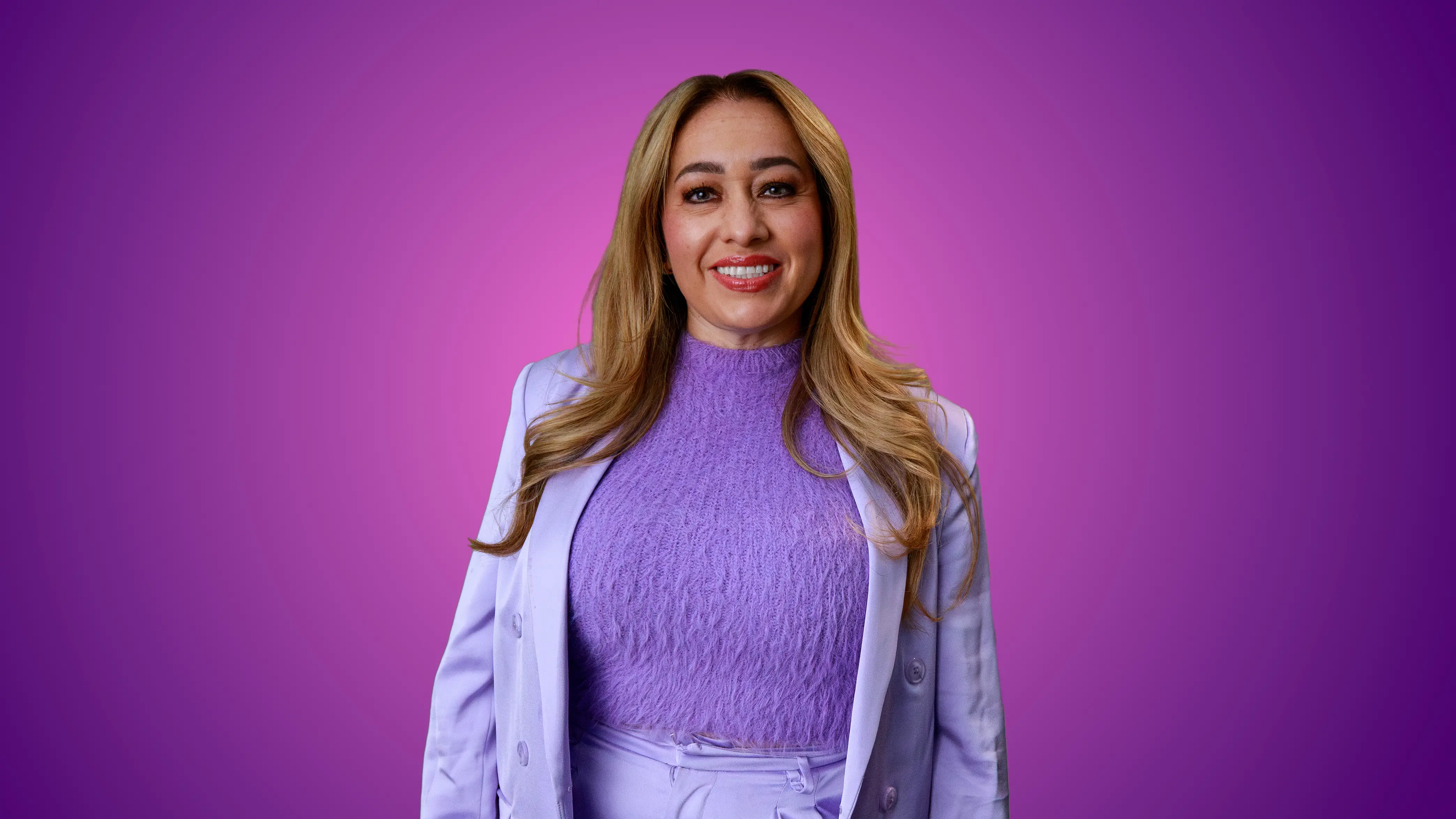 Business woman, purple background
