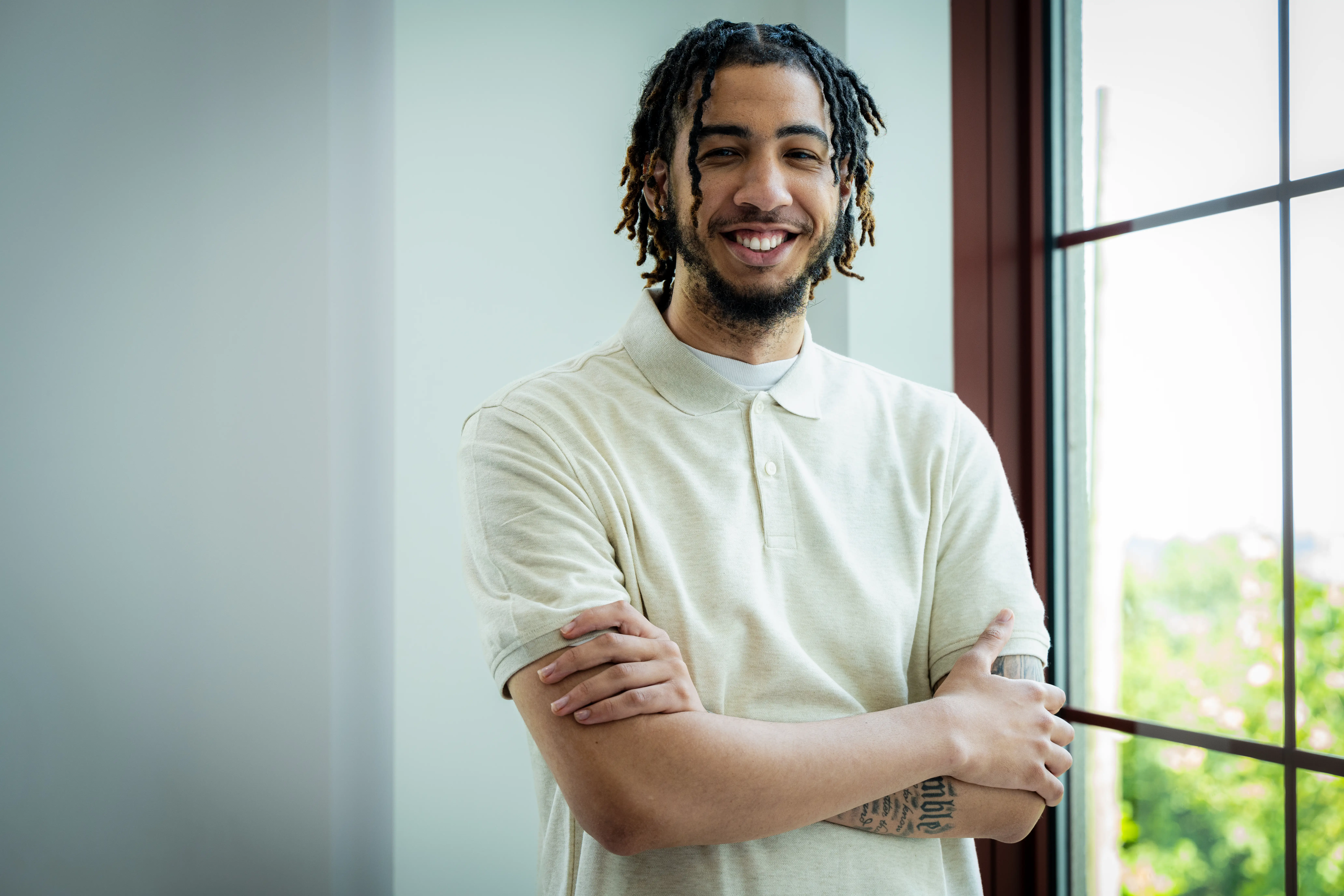 Male college student smiling