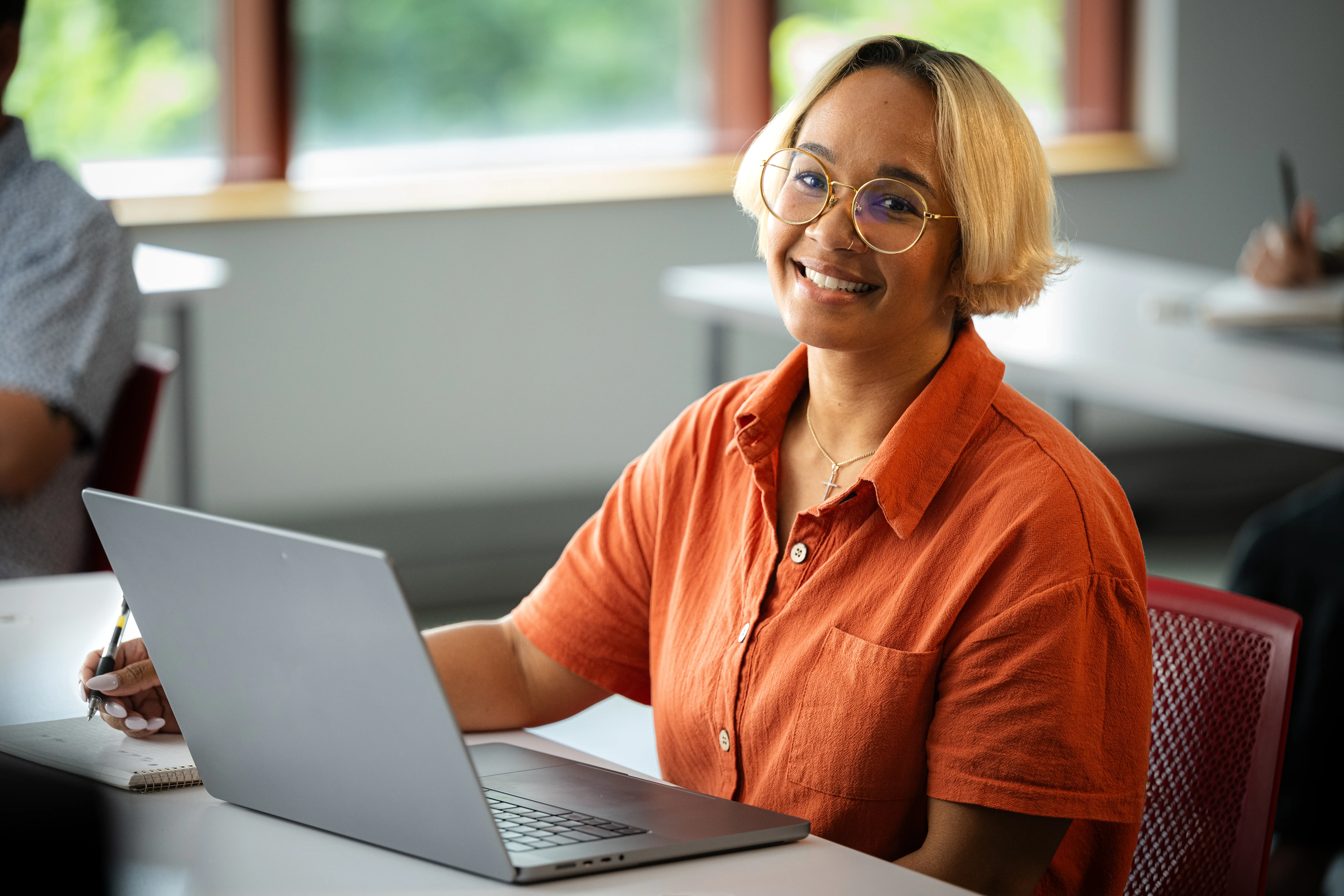 Female college student in classroom